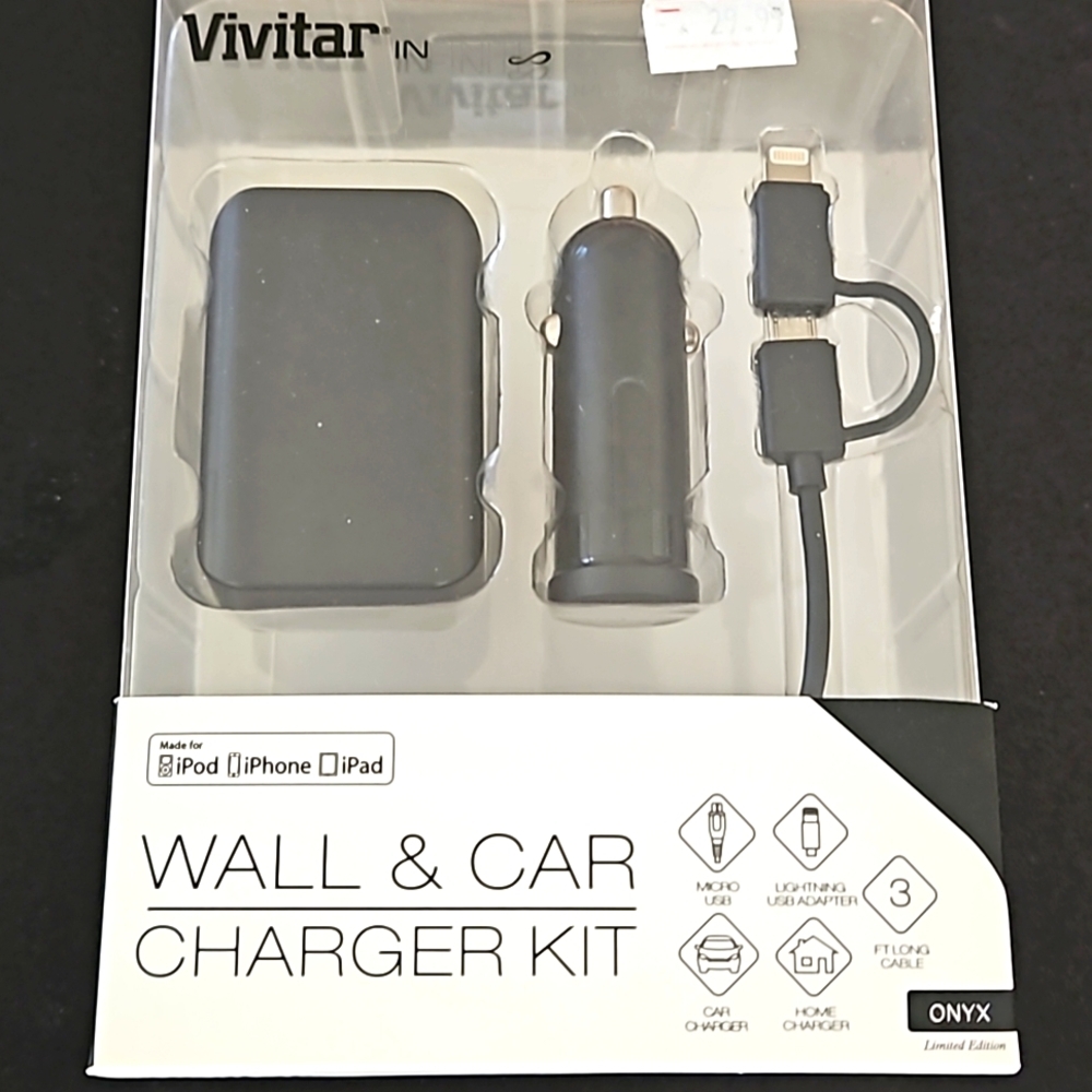 Wall & Car Charger Kit – iPhone, iPad, Android, Lightning & Micro USB, NWT